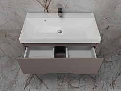 Style Line Тумба с раковиной Матис 80 подвесная тауп темный – фотография-9